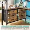 Loft Bed Twin Size with L Shaped Desk and Storage, Metal Bunk Bed with Desk Underneath and LED Lights and Charging Station,Brown 5