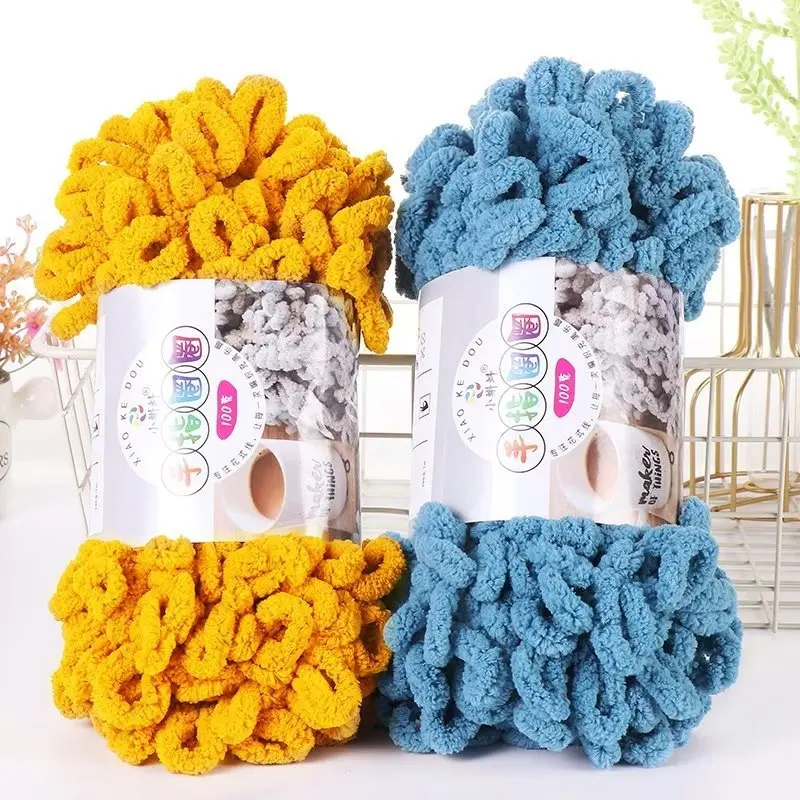 100g Finger Loop Chenille Yarn Thread Puffy Soft Chunky Yarn Hand Woven Blanket Scarf Mat Crochet Knitting Yarn Crochet Wool 3