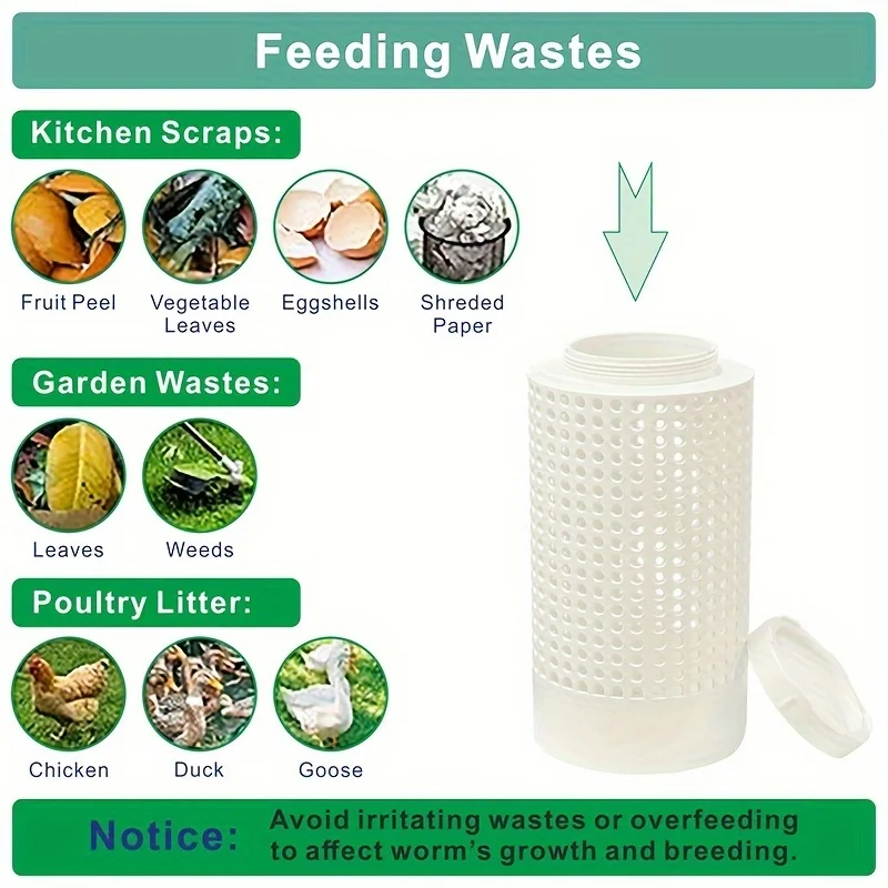 Worm Composting Bin for Small Flower Pots and Garden Space-Saving PVC Worm Tea Composter Tube 1pc
