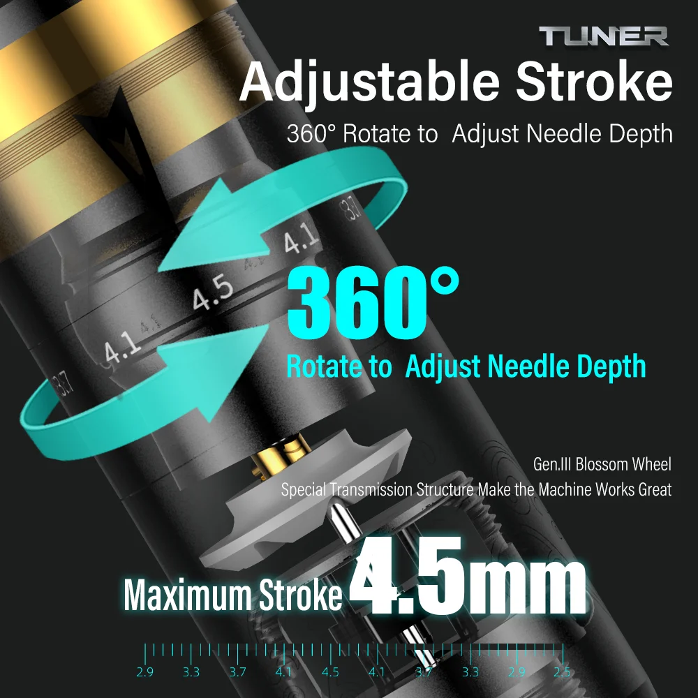 その他 Tattoo machine stroke 6changeable Tattoo Gun, 6 Strokes 2.5-4.5mm Tattoo Machine Pen with