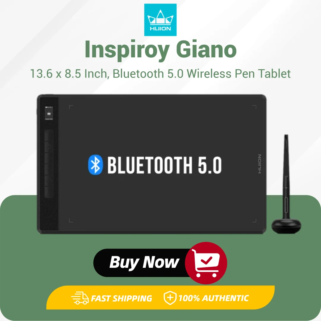 13.6 x 8.5 Inch HUION G930L Wireless Graphics Tablets Inspiroy Giano Drawing tablet Bluetooth Connection with Pentech 3.0 Stylus