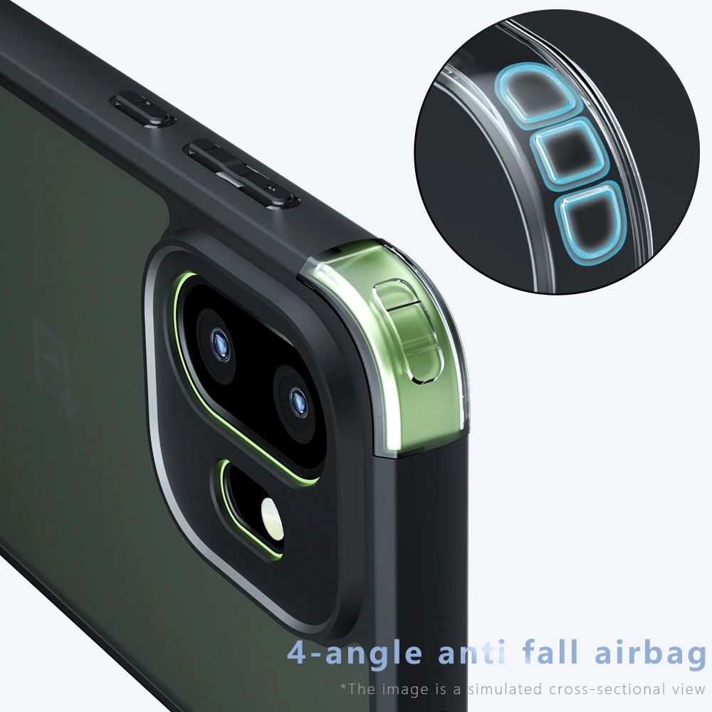 Shockproof Frosted Matte Phone Case with Translucent Hard Plastic and TPU Frame