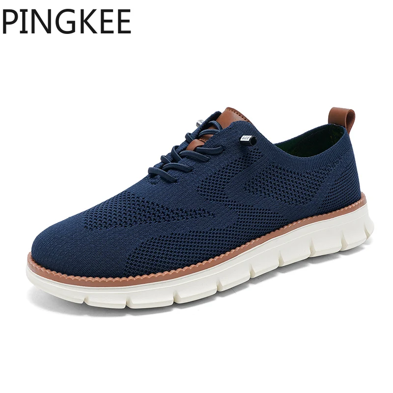 PINGKEE Mesh Synthetic Upper Design Flexible Durable MD Outsole Men's Oxfords Shoes Mesh Dress Sneakers Business Casual For Men
