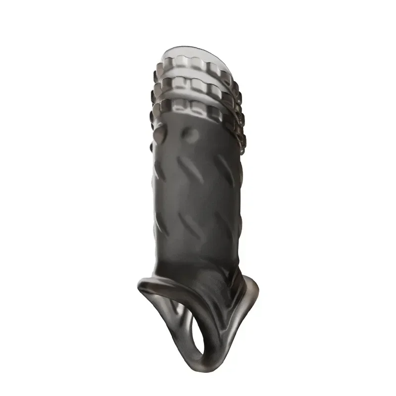 Reusable Condom Delay Penis Extender Cock Rings Sleeve Extension Dildo Glans Cover Enlargement Sex Products Adult Games for Men