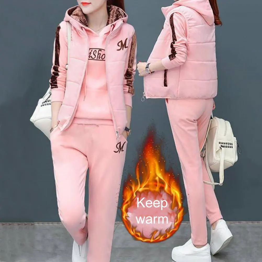 CHKOKKO Women Sports Zipper Running Winter Track Suit Set LightGrey XL,Size  -XL