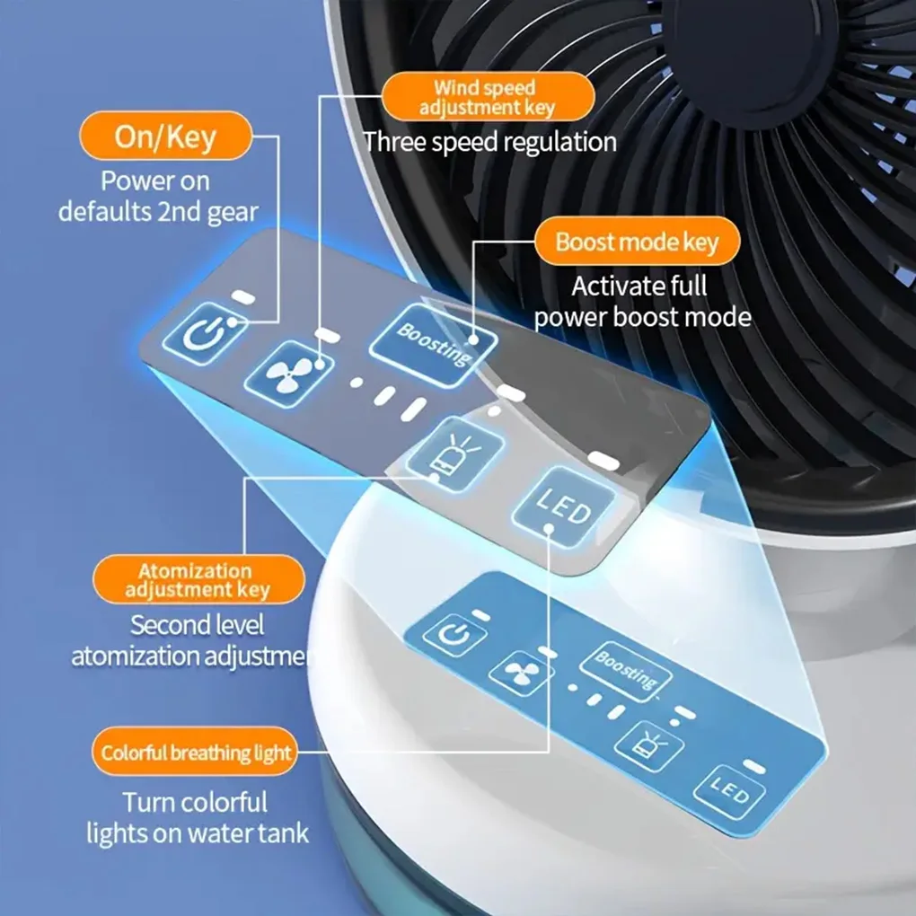 Spray cooling fan mini electric fan household desktop spray Ambient Lighting fan portable mobile mini humidification fan