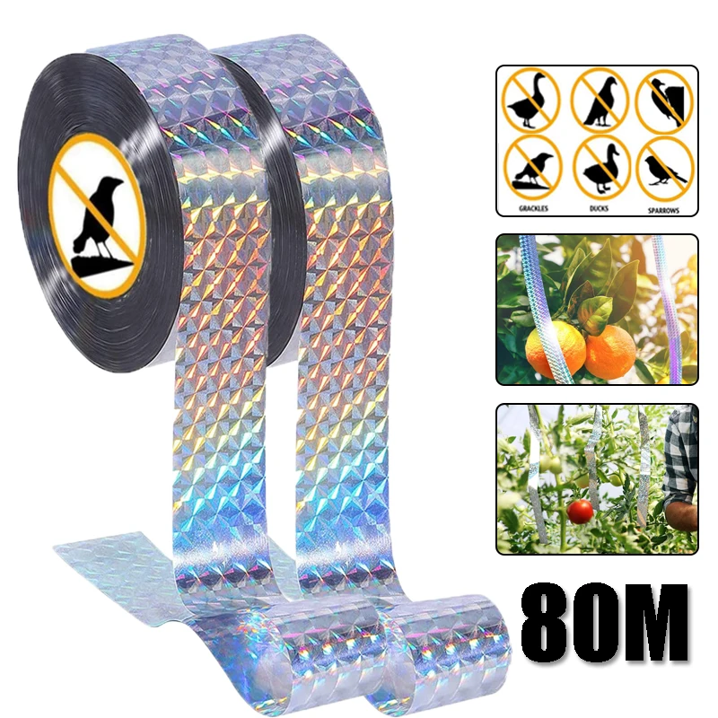 80M Anti bird Streamers Dual sided Reflective Deterrent Scare Tape