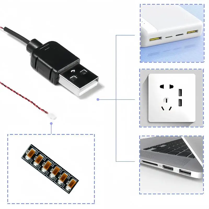 ?? 0.8mm 핀 DIY 5v 조명 50cm USB 전원 케이블 USB 전원 코드와 호환 가능 DIY 장식 램프 USB 와이어 장난감 액세서리