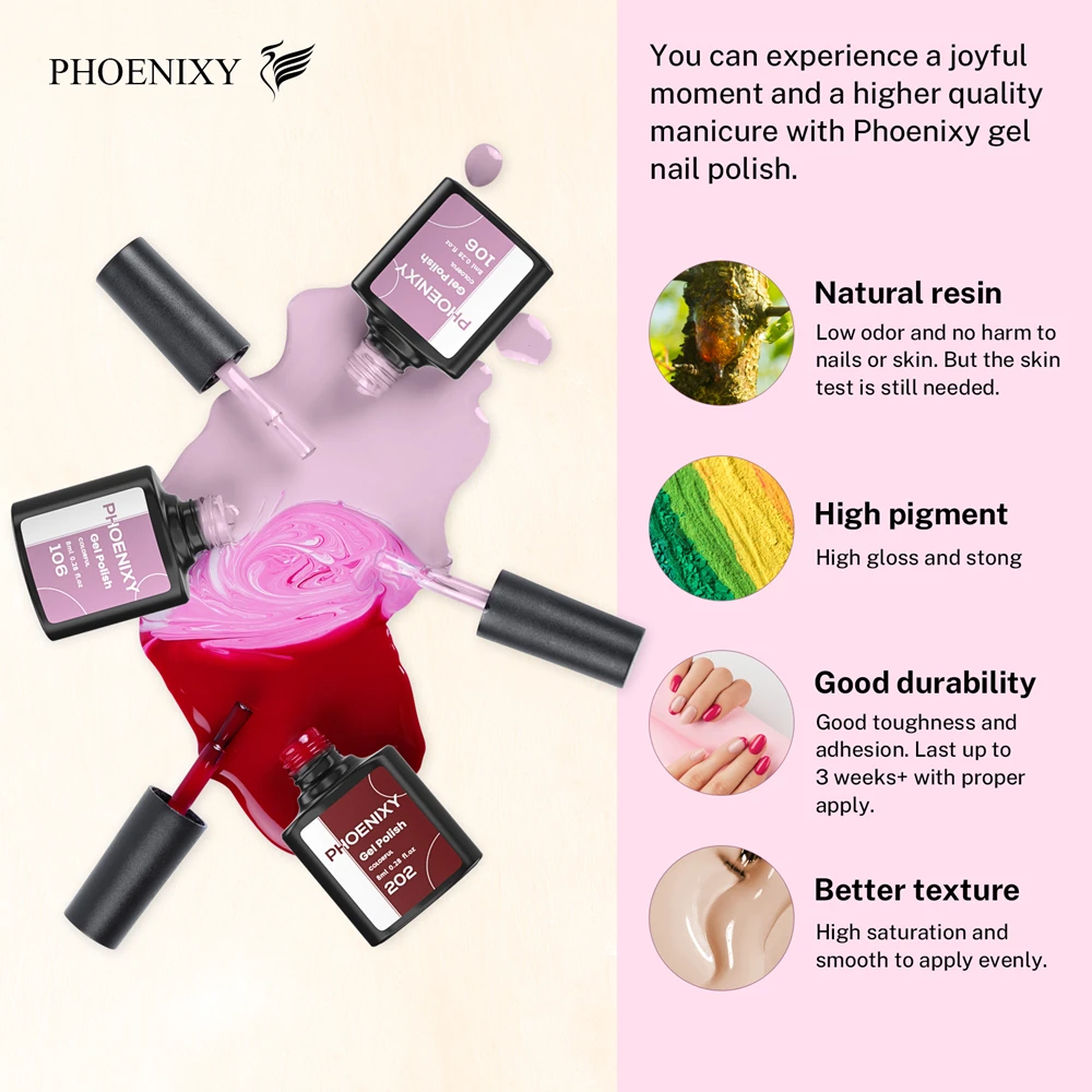 Phoenixy Gel Nail Polish Set with 36W UV LED Lamp Dryer Semi Permanent UV Gel Varnishes Top Base Coat Complete Nail Art Tool Set 3