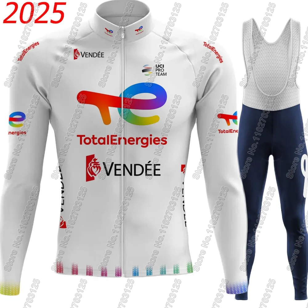 Total Energies Team Cycling Jersey Set France Suit Long Sleeve MTB Bike Road Pants Bib MTB Wear Ropa Ciclismo Maillot