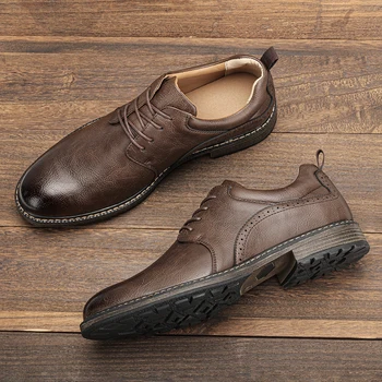 40~46 Casual Shoes Men Fashion Brand Comfortable 2024 Leather Shoes Men #KD726