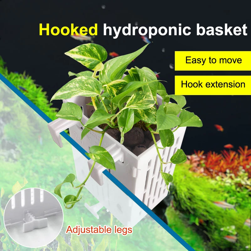Hanging Suction Cup Hook Aquarium Plant Holder Plastic Aquarium Planter Planter Baskets Aquatic Pot Box Aquascape Decoration fish aquarium,hydroponic planter,plant terrarium container