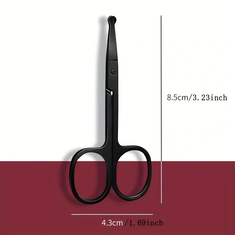 1PC Silver Mirror Light Black Round Head Safety Nose Hair Scissors Neutral Stainless Steel Scissors 6