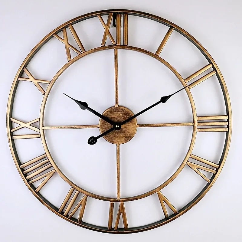 Wall Clock Iron Wall Hanging Clock Big Size 3D Nordic Metal Round Large Wall Watch Modern Style Clocks Decoration for Home Living Room