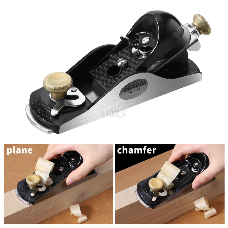 Hand Planer 6.38" Adjustable Block Plane with 1-5/8 Inch Wide T10 Blade Flat Bottom Trimming Planer for Woodworking Trimming