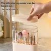 Make-Up Brush Drying and Storage Box with Lid, Acrylic Makeup Brush Air Drying Rack Holder Cosmetic Brush Organizer, 13 Holes 4