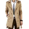 Autumn And Winter Mens Mid-Length Trench Coat Elegant British Solid Color Coat Korean Style Double-Breasted Casual Trench Coat 1