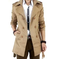 Autumn And Winter Mens Mid-Length Trench Coat Elegant British Solid Color Coat Korean Style Double-Breasted Casual Trench Coat 1