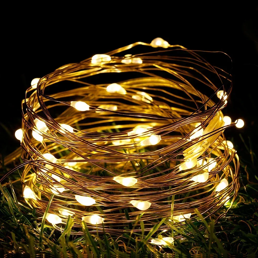 Fairy Lights LED Battery Operated String Lights Waterproof Silver Wire Firefly Starry Lights Wedding Party Xmas Christmas Decor