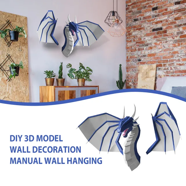 DIY 3D Dragon Paper Model Wall Decoration Manual Creative Wall Hanging Wall Decoration Creative Craft Desk Decor 3D Stickers 4