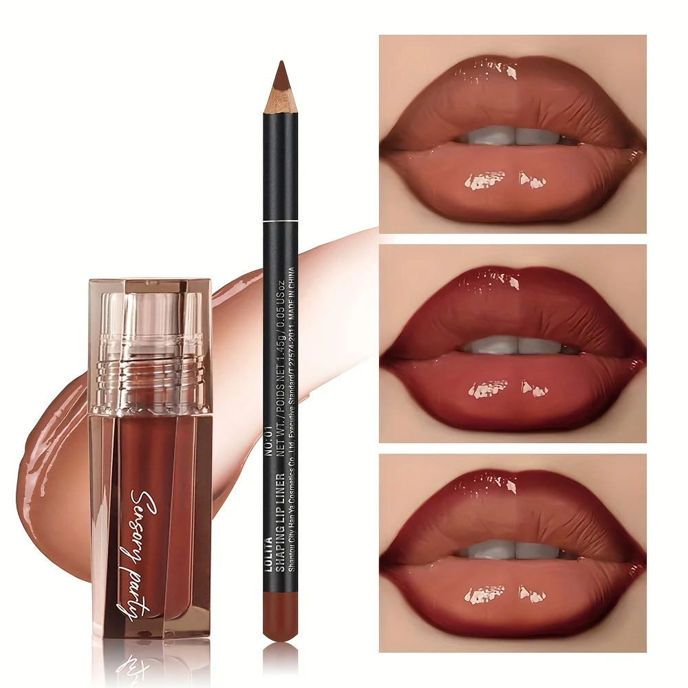 Conjunto de Lápis Labial Matte de Longa Duração Pudaier - Acabamento 3D Preciso e Luminoso em Tons de Marrom, Rosa, Roxo e Vermelho - Versátil para Qualquer Estilo de Maquiagem_voghion.com