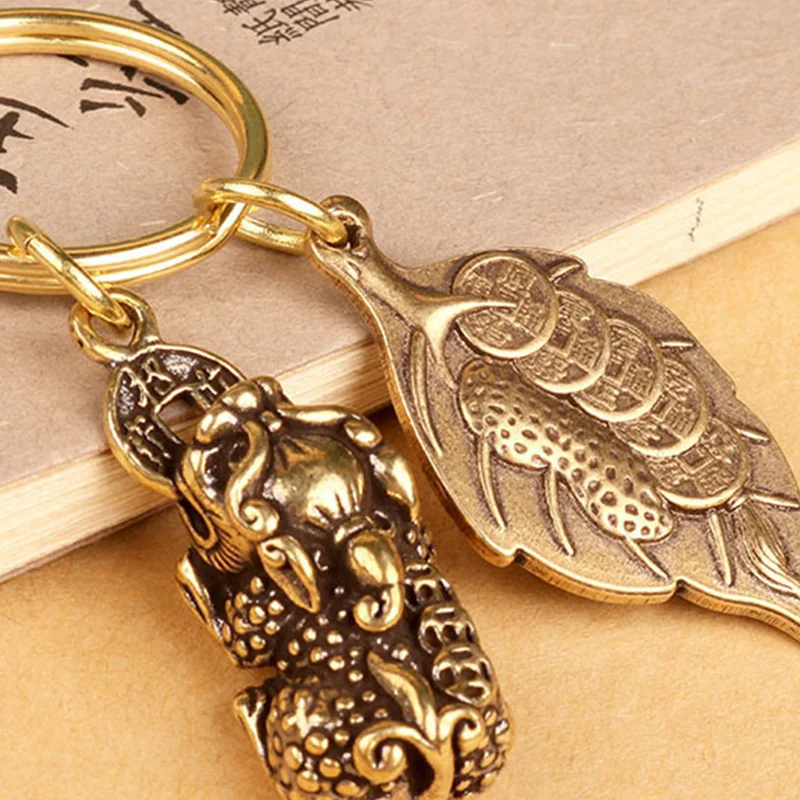 1PC-Pixiu-Pendant-Keychain-Brass-Money-Bag-Good-Luck-Feng-Shui-Cinnabar ...