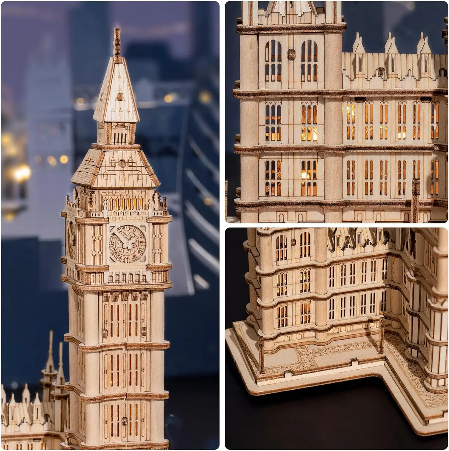 Robotime Big Ben 3D 퍼즐 나무 모델 키트, 건축 공예 키트, 성인용 최고의 생일 선물