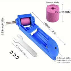 Portable Drill Bit Sharpener with Grinding Wheel for Quick and Easy Nail Bit Sharpening (Blue)