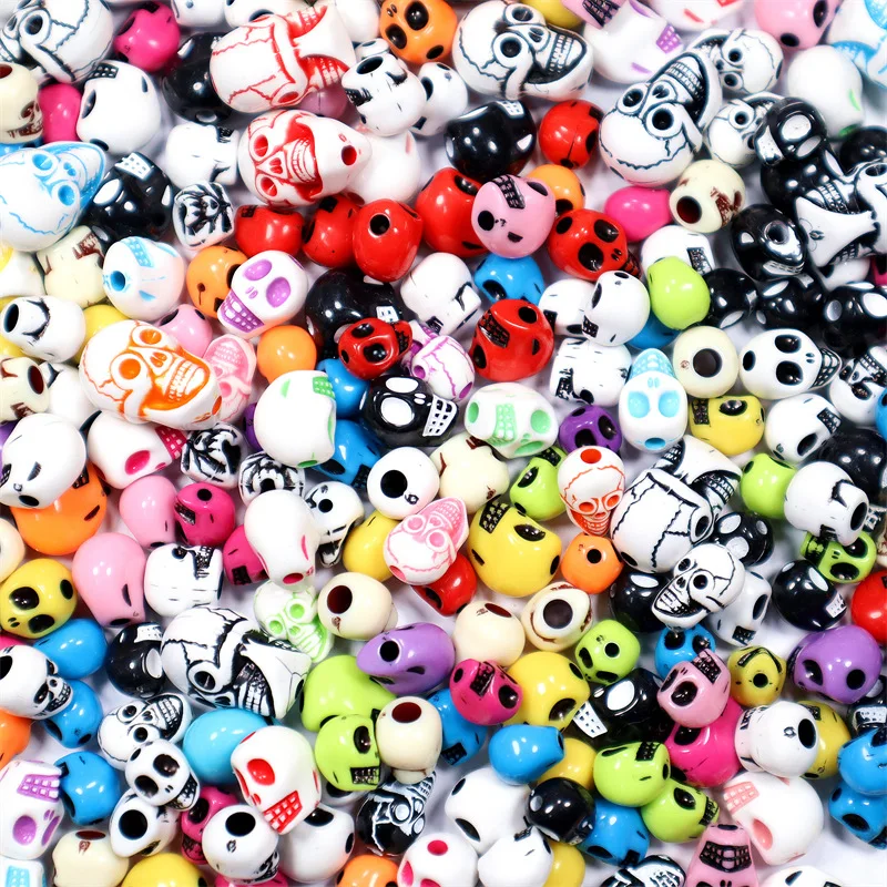50Pcs Halloween Nail Art Ornament Skull Decoration Resina Nails Art Accessori Colorati 3D String Of Beads Design Manicure Charm