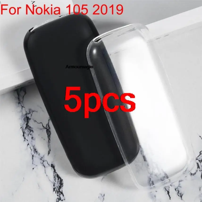 5 Pezzi Per Nokia 105 (2019) 1.77 Pollici Ta-1203, Ta-1174, Ta-1010, Ta-1034 Custodia Protettiva In Silicone Per Telefono Con Protezione Posteriore Mo