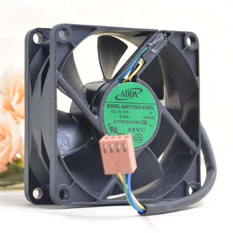 Original 70*70*25 AD0712UXA7BGL DC12V 0.30A PWM four line intelligent temperature control