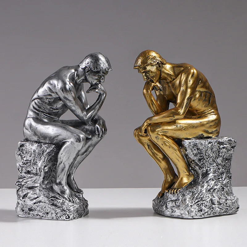 

Thinker Statuette Figurine Living Room Decoration Resin Figure Nude Statues Art Sculpture Table Accessories Home Interior Decor