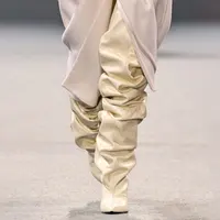 European AndAmerican Nichepleated Pointedtoewedge Overkneesleeveboots Forwomen,sexylarge Tubecircumference,fashionshow Pileshoes - Image 5