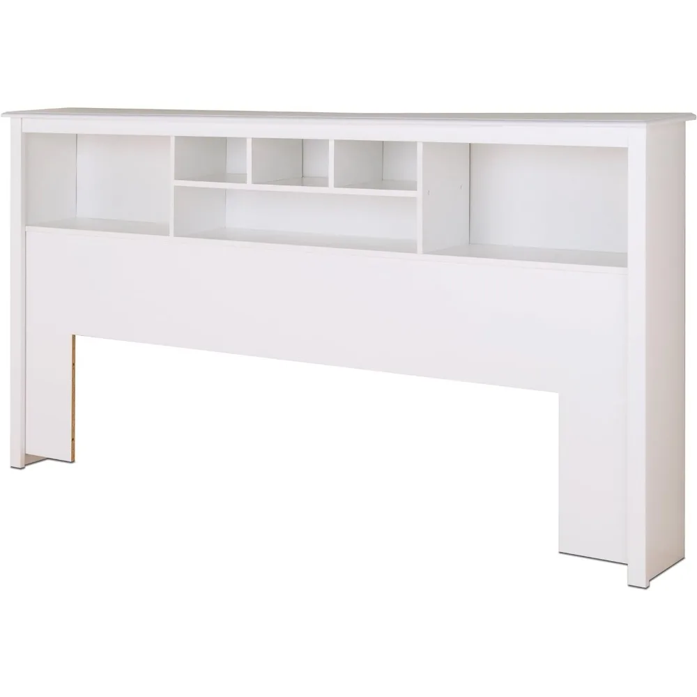 King Size Bed Headboard: Stylish White King Headboard with Bookcase for Size Beds