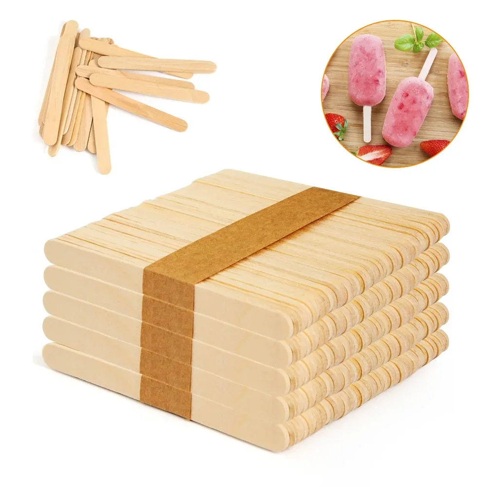 Ice Cream Popsicle Sticks Wooden Sticks Ice Cream Spoon Hand Crafts Art Lolly Cake Tools DIY Wooden 50/100pcs