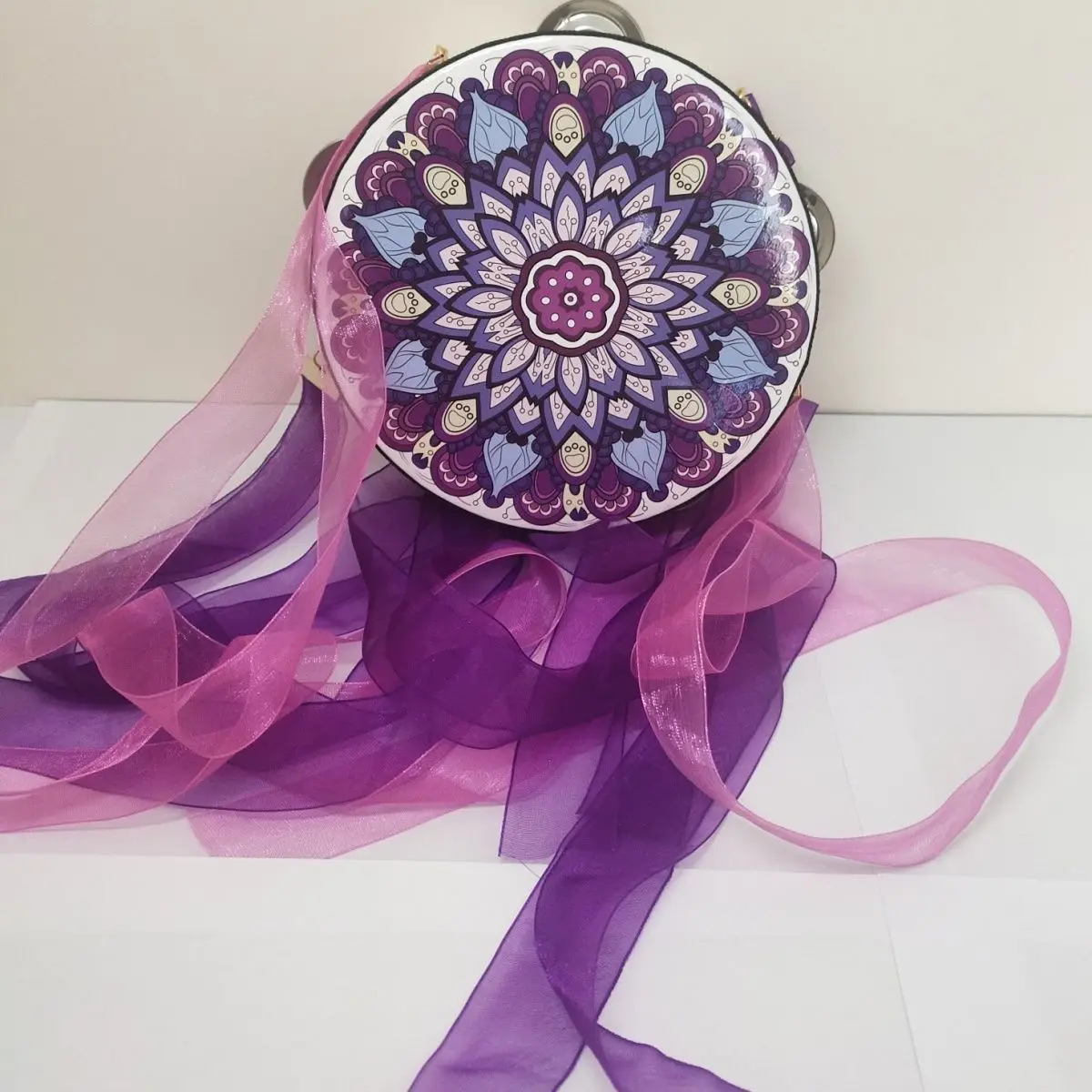 

6 Inch Tambourine for Beginners Xinjiang Ethnic Style Geometric Pattern Stage Dance Performance Orff Musical Instruments 2022