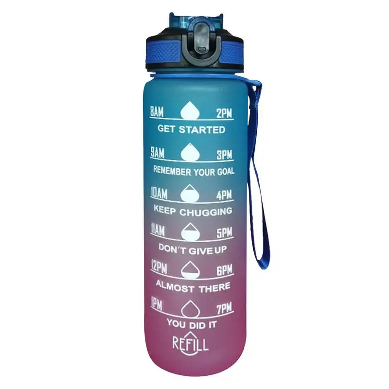 

Портативная бутылка для воды, мотивирующая Питьевая Бутылка, Спортивная бутылка для воды с маркером времени, 1 л, чашка с градиентом, соломенная чашка