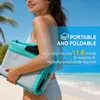 Inflatable Boogie Board for beach pool use, PVC core material, blue color, lightweight and foldable with wrist straps