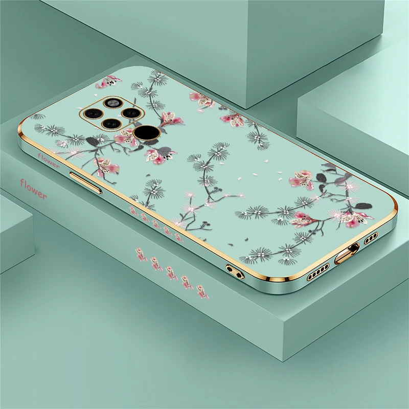 Elegant Floral Design Silicone Phone Case - Soft Plating Cover