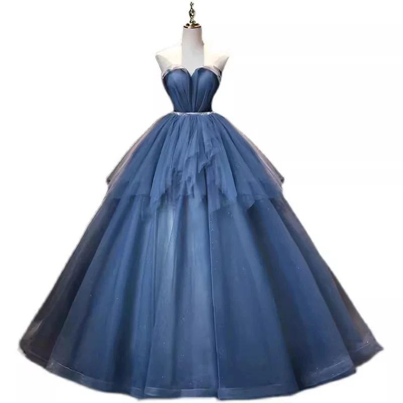 

ZPMN96 Tube top banquet bride wedding toast dress vocal art exam host evening dress