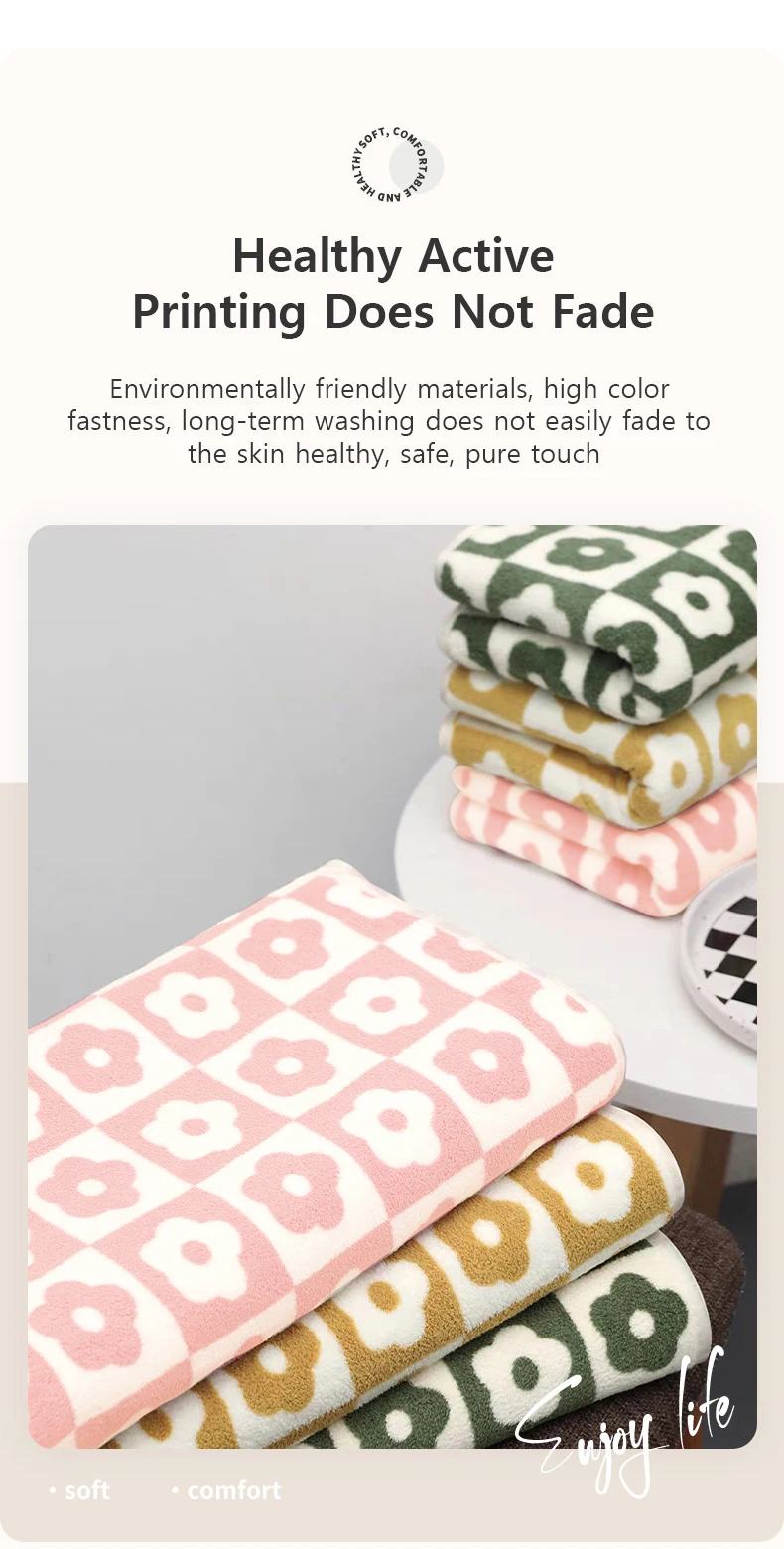 Description Picture 6 of itemCoral Fleece Towels Quick-Drying Flower Embroidered Printed Bathroom Gift Set Beach Bathroom Thickening Lengthened Beach Towel