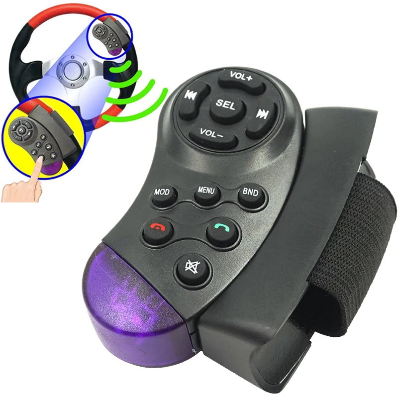 11-Key Car Steering Wheel Wireless Remote Control for Car Radio Multimedia Music Player DVD VCD AAA Battery Operated
