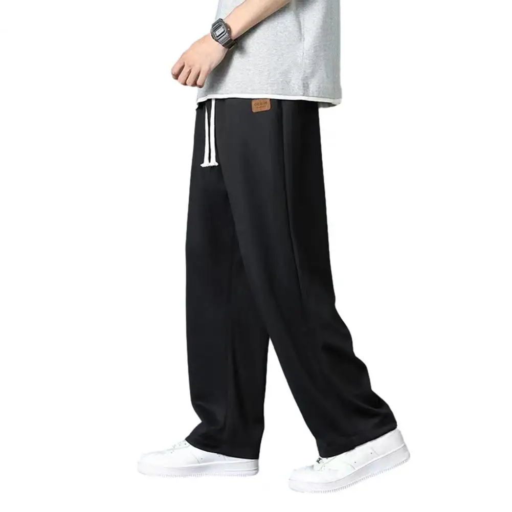 

Men Ice Silk Pants Street Casual Men's Summer Pants Loose Fit Elastic Waist Wide Leg Trousers for Sport Leisure Lightweight Men