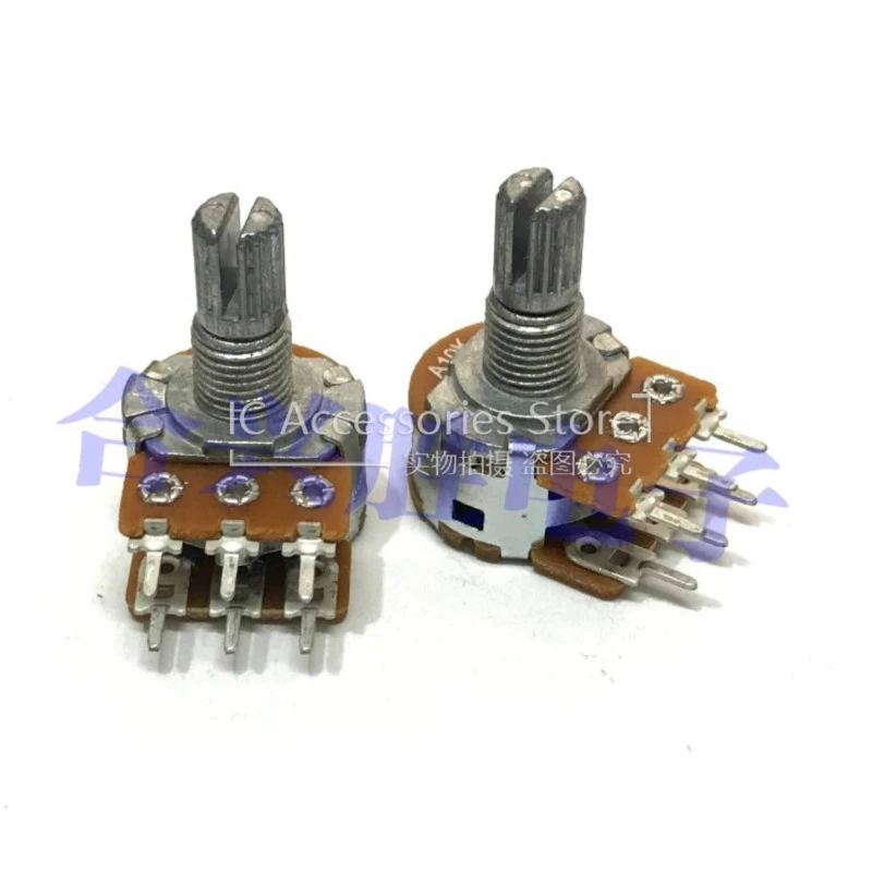 Speaker Audio Power Amplifier Volume Potentiometer 1PCS RV16 Type Double A10K R201T X400 Flower Shaft Length 15MM rotary potentiometer potentiometer kit adjustable resistor