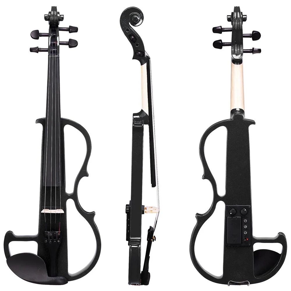 Full Size Electric Violin Solid Wood Fiddle Sound Smooth & Cool Not Annoy Neighbours Free Brazilwood Bow Bridge Foam Case KIT
