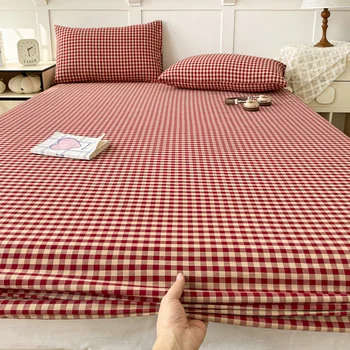 100% Cotton Fitted Sheet Adults Kids Room Bedsheets Single/Twin/Queen/King Size Bed Cover простынь Soft Mattress Protector 1