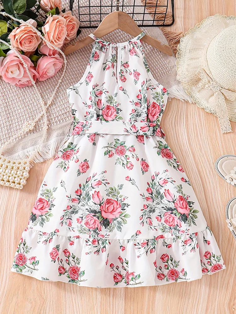 Romantic Floral Halter Dress 2