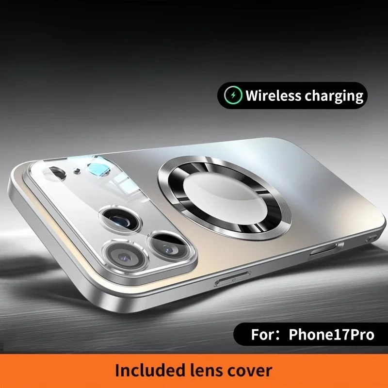 Luxury Titanium Metallic Matte Case with Glass Lens Protection and MagSafe Compatibility