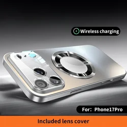 Luxury Titanium Metallic Matte Case with Glass Lens Protection and MagSafe Compatibility - iPhone 15 Plus (Silver)