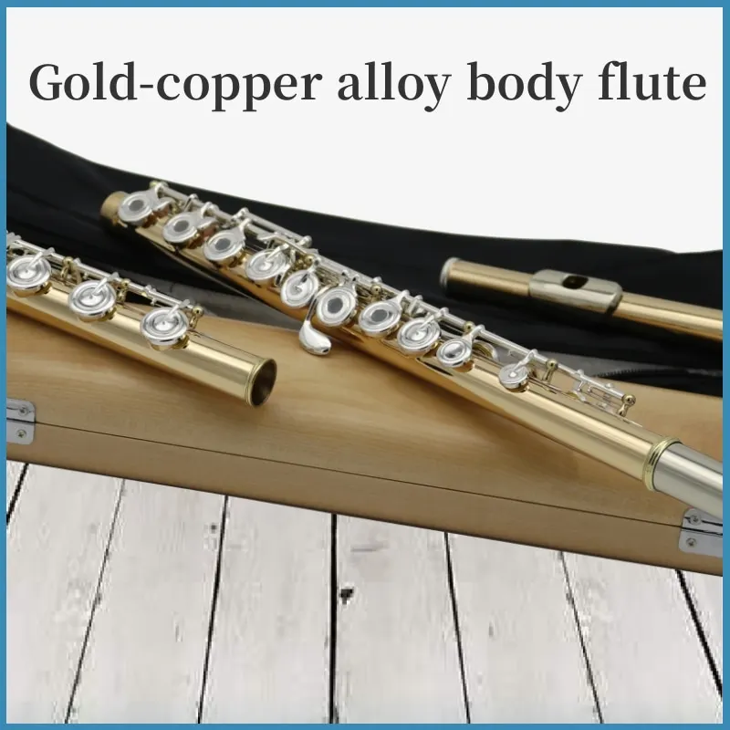 

High-end AOQI flute French style silver plating keys 85 Gold-brass Alloy body material C tone flute with case